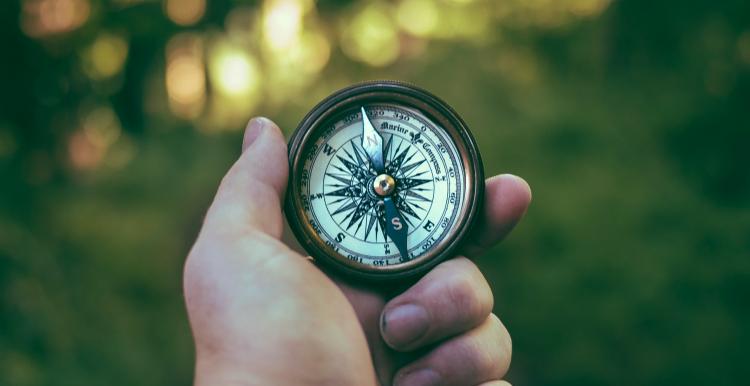 person holding compass