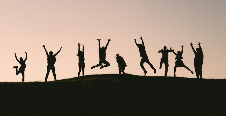 Group of people jumping