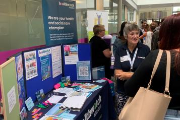 promotional stand at freshers fayre