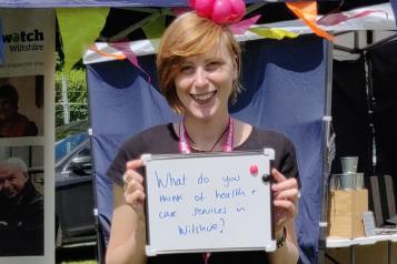 Stacey with placard