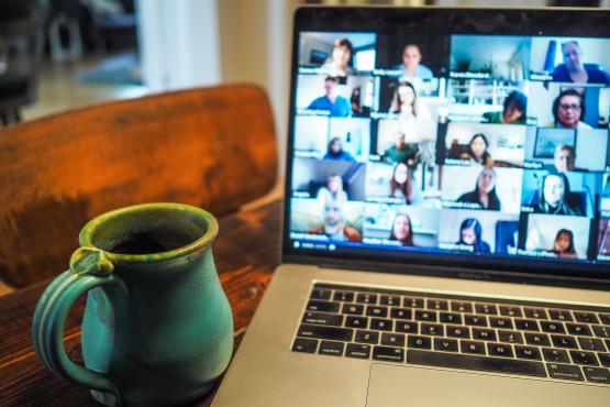 virtual meeting on a laptop